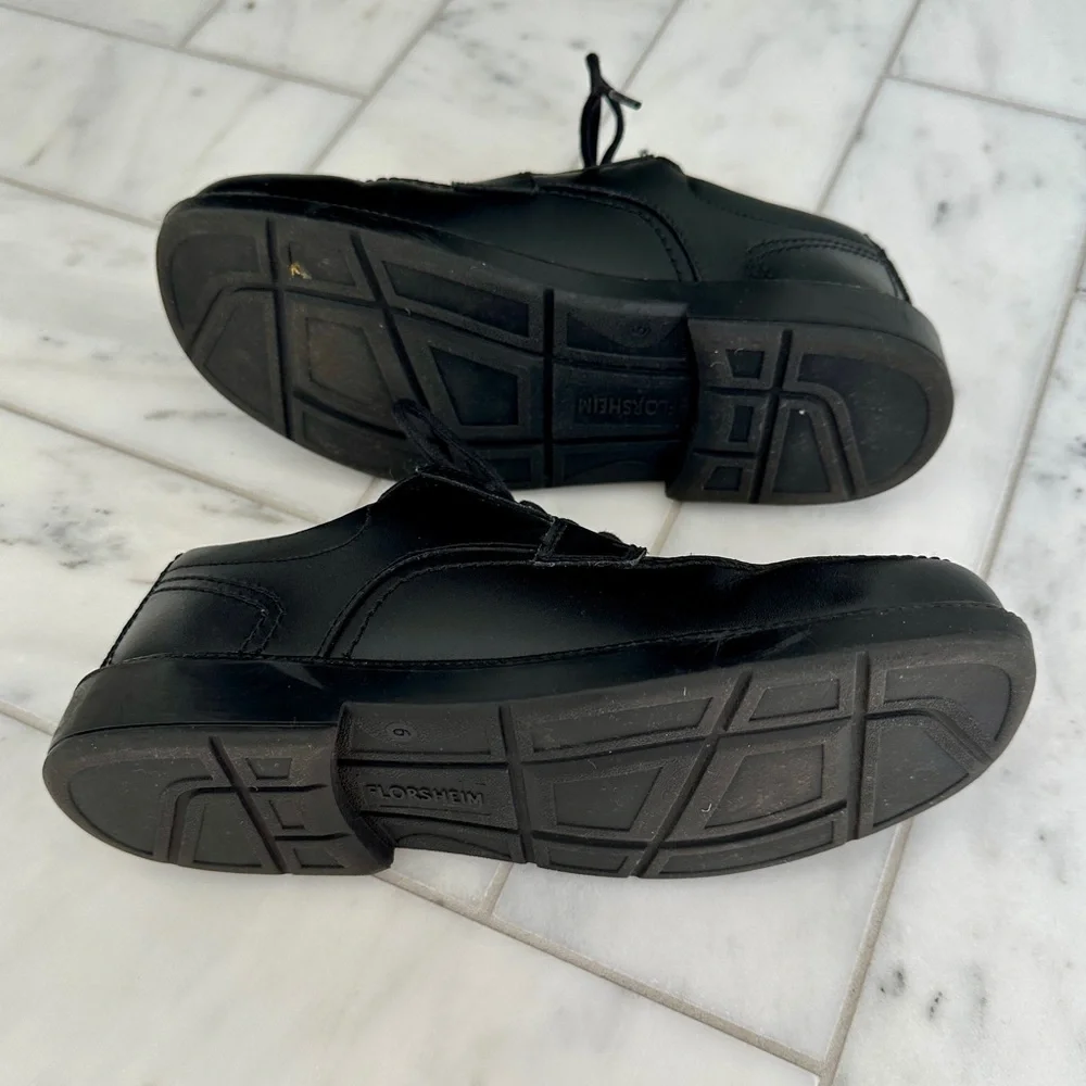 Florsheim Black Oxford Boys Leather Shoes - Picture 4 of 6